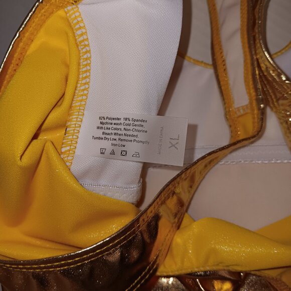 METALLIC GOLD PADDED CUPS ONE PIECE SWIMSUIT - Picture 10 of 12